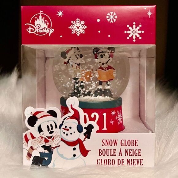 NEW Mickey & Minnie Mouse 2021 Holiday Snow Globe New NIB Disney *Ships Now* - Picture 2 of 8